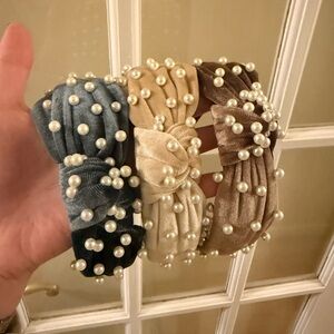 Elegant Pearl-Studded Headbands - Set of 3